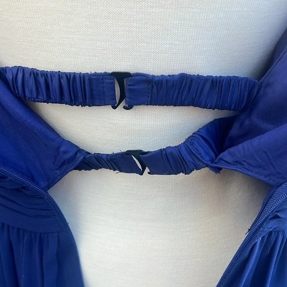 Donna Morgan Formal Strapless Maxi Gown Womens Size 10 Ruching Bodice Navy Blue - Picture 7 of 10